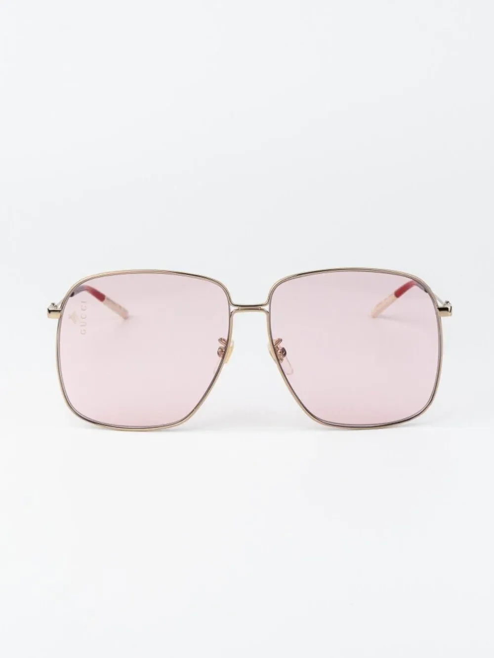 Gucci Women Sunglasses Gold Pink Square GG0394S 004 NEW AUTHENTIC